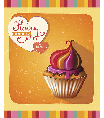 生日贺卡和逼真的蛋糕图片下载