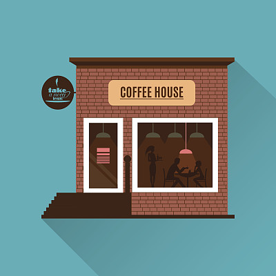 餐厅或咖啡馆插图在平面风格。向量图片下载