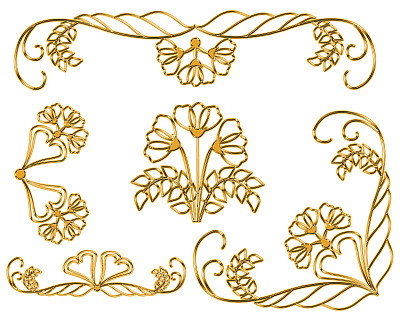 黄金装饰元素。黄金的模式。图片下载