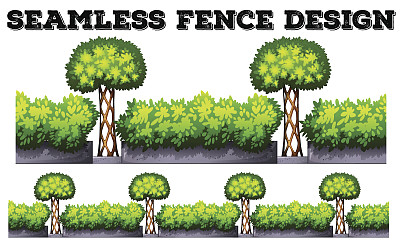 无缝的篱笆和绿色的灌木丛图片下载