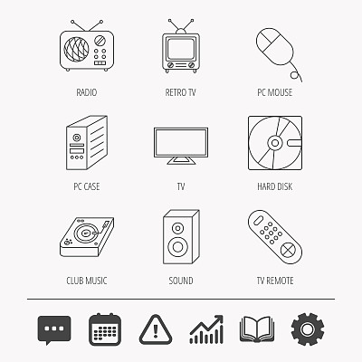 声音，俱乐部音乐和复古收音机图标。图片下载