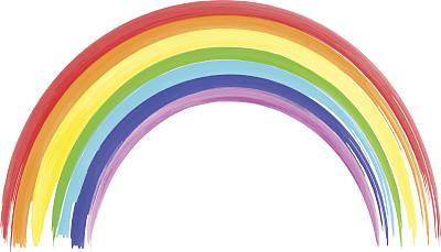 水彩彩虹在白色的背景。水彩画笔素材图片