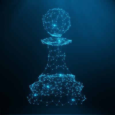 低多边形棋子棋子由点和线组成。抽象商业策略插图，3D渲染图片下载