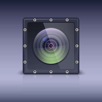 带螺栓的防护罩中的动作摄像机。图片下载