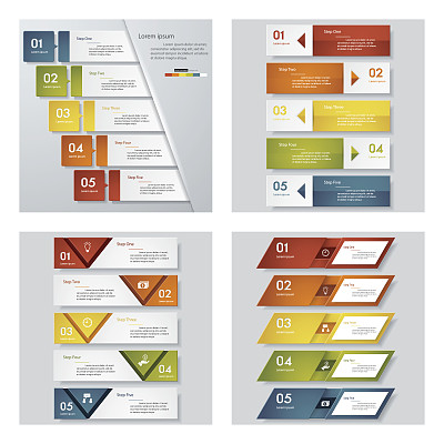 收集了4个信息图设计向量和商业图标。图片下载