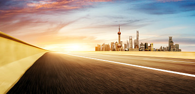 高速公路和上海地标。图片下载