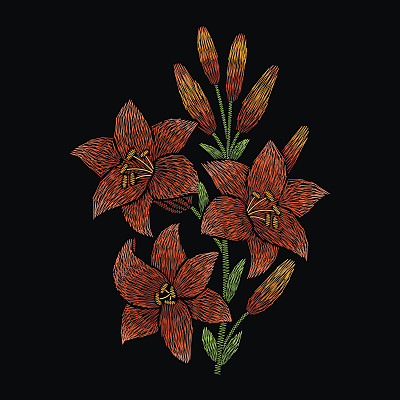 绣花图案与百合图片下载