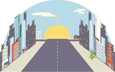 城市平面矢量图图片下载