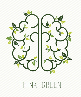 用树叶来思考绿色人脑的概念图片下载