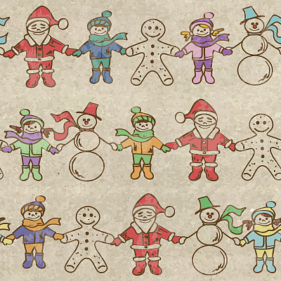 复古圣诞无缝图案图片下载