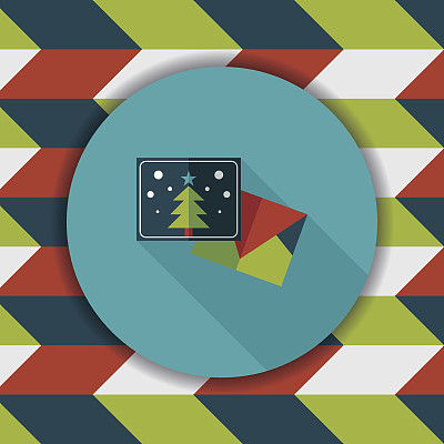 圣诞贺卡扁平图标与长影子，eps10图片下载