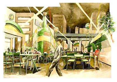 啤酒花园插图图片下载