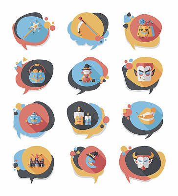 万圣节泡泡演讲横幅设计平面背景设置，eps10图片下载