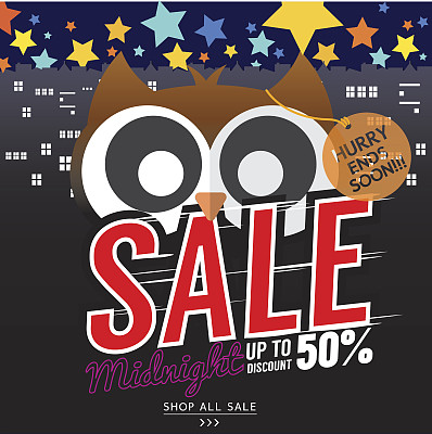 午夜出售旗帜。图片下载