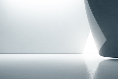 抽象的现代展厅室内设计，空地板，白墙背景图片下载