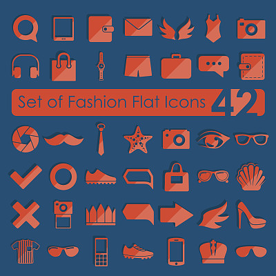 一套时尚平面图标图片下载