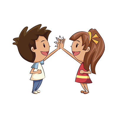 孩子们击掌，男孩，女孩图片下载