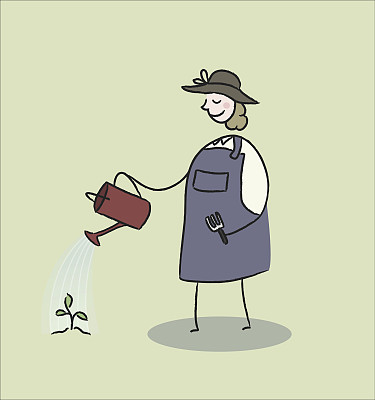 园丁给植物浇水图片下载