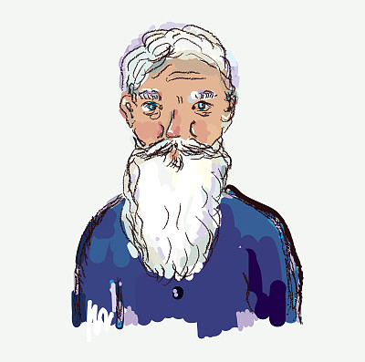 胡子老人矢量插图图片下载