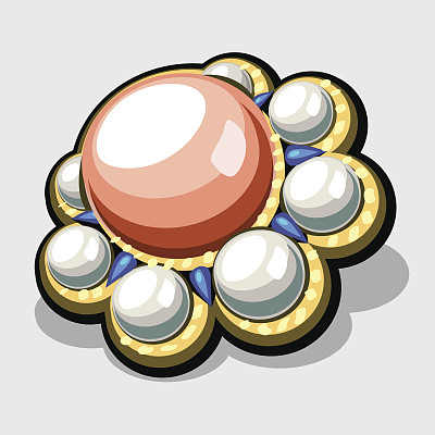 胸针与白色和粉红色的珍珠在复古风格图片下载