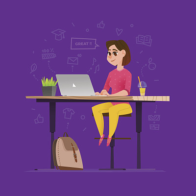 在电脑前工作的女性图片下载