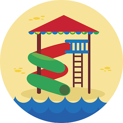 水上乐园暑假。幻灯片海滩图标图片下载