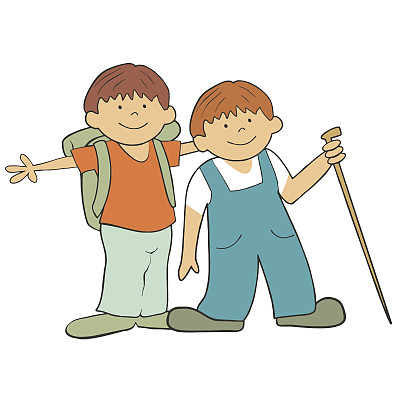 两个男孩在旅行。图片下载