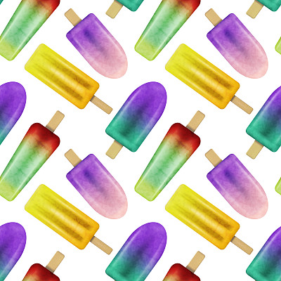 美丽的新鲜图案与逼真的3d冰淇淋。水果和浆果是美味的甜点。夏季风格的面料和纺织品设计。图片下载