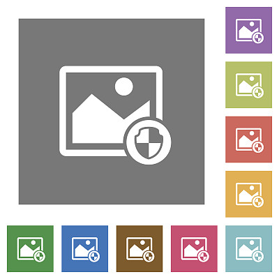 保护图像方形平面图标图片下载