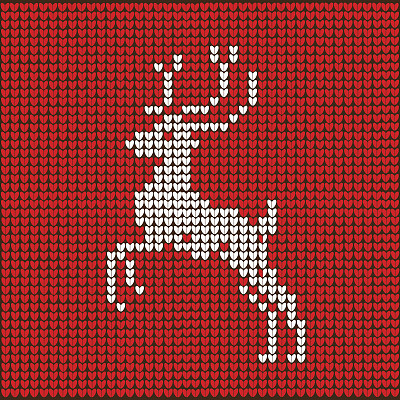 用驯鹿编织红色的圣诞背景。向量图片下载