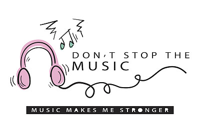 音乐T恤图形标语T恤矢量打印设计图片下载