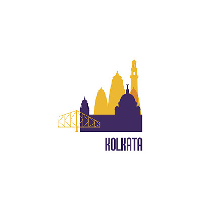 加尔各答的标志建筑。丰富多彩的建筑。矢量插图。图片下载