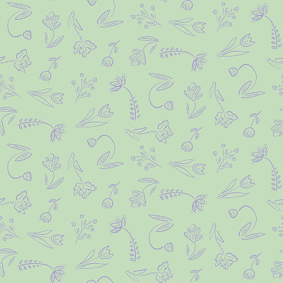 漂亮的手绘花卉图案在绿色图片下载