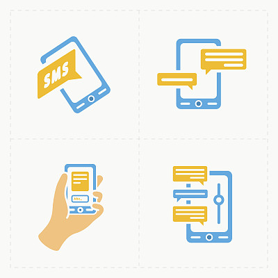 多彩的平面社交图标集图片下载