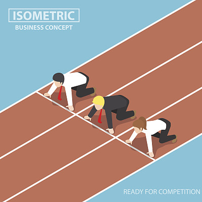 跑马场起跑线上的商人，准备比赛素材图片