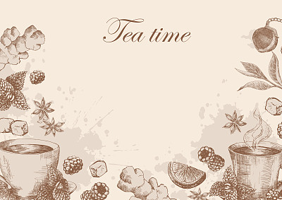 水平茶背景素材图片