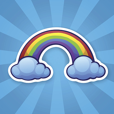 2、贴纸彩虹配两朵云彩图片下载