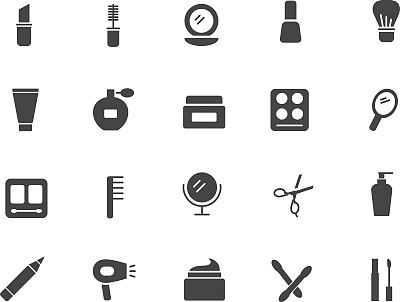 化妆品轮廓图标集图片下载