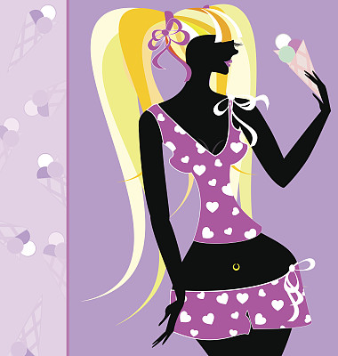 抽象的金发女孩与冰淇淋图片下载