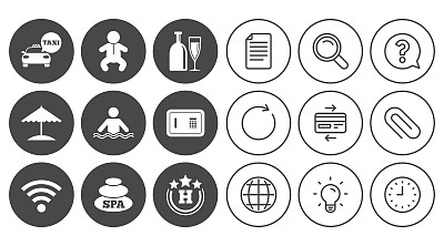 酒店、公寓服务图标。游泳池。图片下载