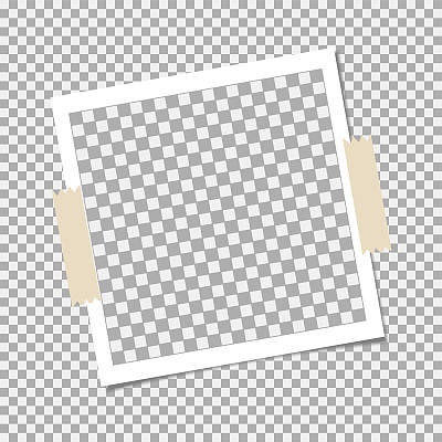 灰色背景上有胶带的相框。模板，为你的时尚照片空白图片下载