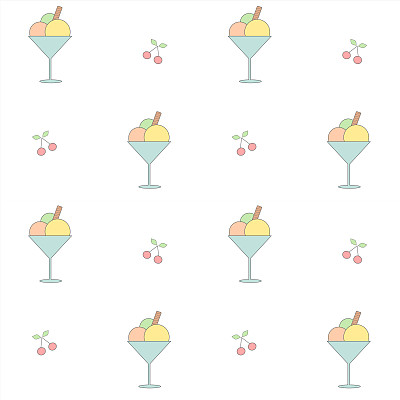 可爱的卡通冰淇淋杯无缝矢量图案背景插图图片下载