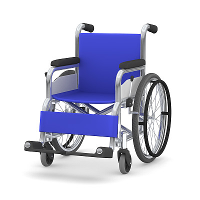 蓝色座椅轮椅，3D插图图片下载