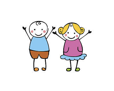 男孩和女孩。小朋友们的风格。向量两图片下载