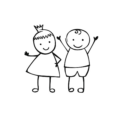 线性的男孩和女孩。向量两图片下载