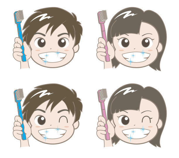 刷牙・男孩和女孩图片下载