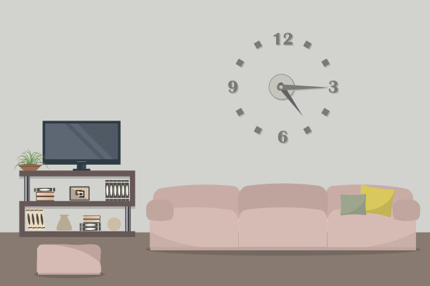 客厅里有一个粉色沙发和一个家庭影院图片下载