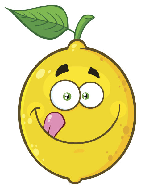微笑黄色柠檬水果卡通表情脸字符舔他的嘴唇图片下载