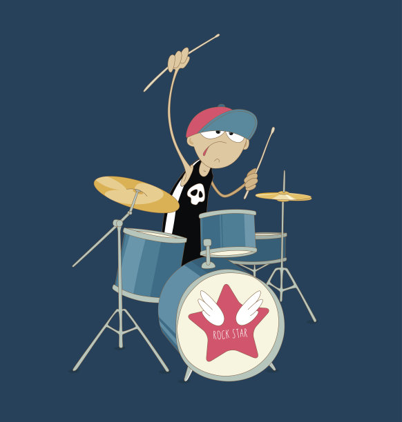 摇滚乐队的年轻鼓手在演奏他的乐器。有创造力的人图片下载