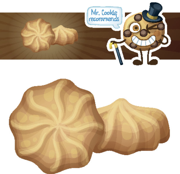 黄油饼干插图。卡通矢量图标孤立的白色背景。系列食品、饮料和烹饪配料。图片下载